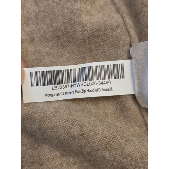 Quince 100% Mongolian Cashmere Full Zip Hoodie Sweater Womens Large NWT Oatmeal - Picture 7 of 13